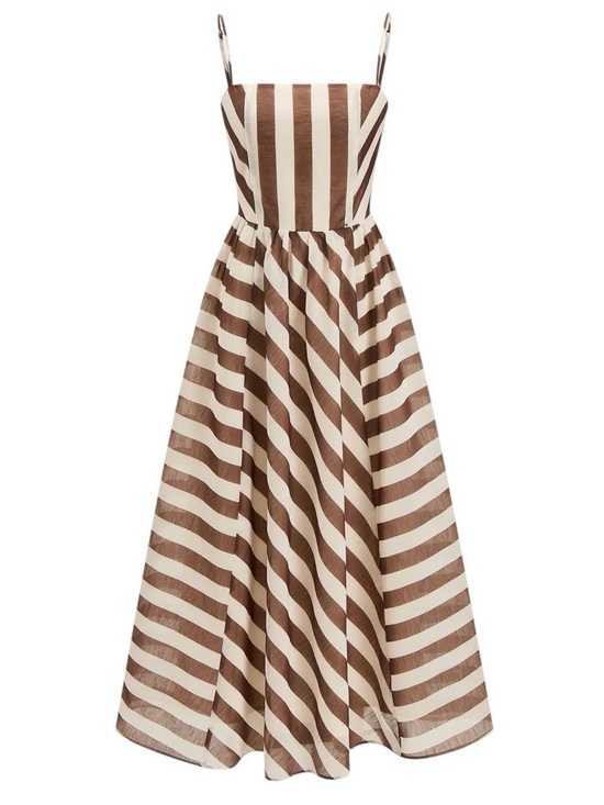 Commense Dresses & Skirts - Commense Brown and Cream Striped Maxi Dress